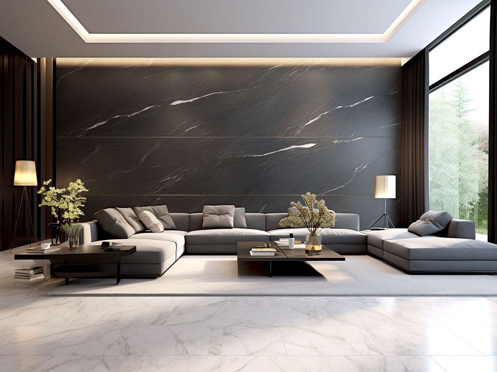Modernes Wohnzimmer mit abgehängter Decke