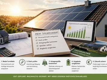 Photovoltaikanlage auf dem Dach eines modernen Einfamilienhauses