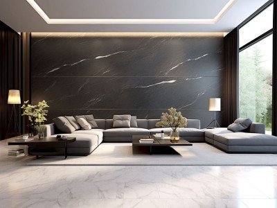 Modernes Wohnzimmer mit abgehängter Decke