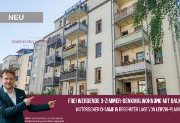 *Freiwerdend*Denkmal trifft Wohnkomfort –3-Zimmer-Wohnung im beliebten Leipziger Westen!
