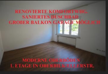 RENOVIERTE KOMFORTWHG. SANIERTES DUSCHBAD BALKON GARAGE MÖGL. 1.OG MODERNE BÖDEN OBERBILK/ELLERSTR.