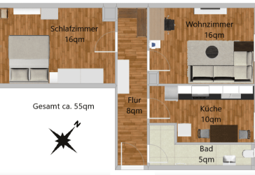 Zentral gelegene, helle 2-Zimmer Wohnung mit EBK