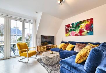 Stylische 4-Zi. FeWo mit Westbalkon in 1a-Strandlage von Westerland