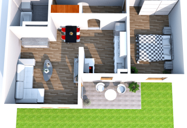 renovierte EG-2-Raum-Wohung EBK mit Terrasse, Garten, TG-Stellplatz und Fahrstuhl, optional mit