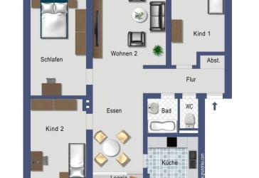 langfristig vermietete Wohnung mit Balkon