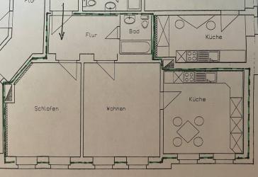 Zwei Zimmer Wohnung mit großer Wohnküche in saniertem Altbau in Dresden-Löbtau