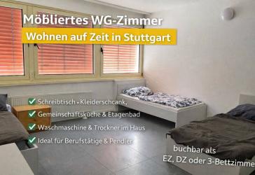Möblierte Zimmer Stuttgart für Wohnen auf Zeit schon ab 1 Monat