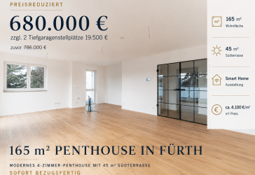 Modernes Penthouse in Fürth / 165 m² Wohnfläche / Sofort bezugsfertig