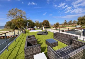 LUXUS Hausboot - 3 Etagen - 100m² Wohnen + 120 m² SONNENTERRASSE - Kamin, Kino, komplett individuell