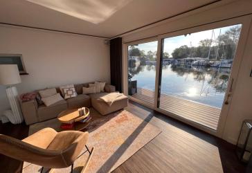 LUXUS Hausboot - 3 Etagen - 100m² Wohnen + 120 m² SONNENTERRASSE - Kamin, Kino, komplett individuell