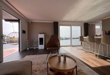 LUXUS Hausboot - 3 Etagen - 100m² Wohnen + 120 m² SONNENTERRASSE - Kamin, Kino, komplett individuell
