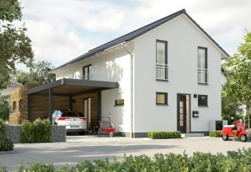 Ein Haus mit stilvollem Carport: Ein Ort zum Wohlfühlen und Entspannen