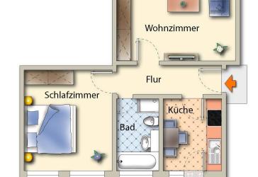 Vermietete 2-Zimmer-Wohnung mit Balkon - solide Kapitalanlage