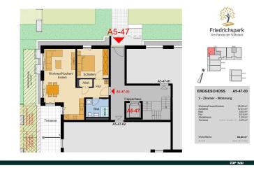 Friedrichspark Haus A5: Praktisch geschnittene Wohnung mit sonniger West-Terrasse und kleinem Garten