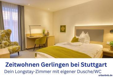 Zeitwohnen in Gerlingen: Modernes Zimmer nahe Bosch, Trumpf & Thales - mit eigenem Bad