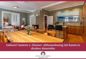 Exklusiv! Sanierte 5-Zimmer Altbauwohnung mit Kamin in direkter Alsternähe