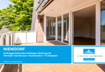 Großzügige Maisonette-Endetagen-Wohnung mit Fahrstuhl + Dachterrasse + Küchenbalkon + TG-Stellplatz!