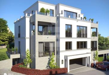 KfW 40 QNG+ Exklusives Penthouse, Sonnenterrasse mit Blick auf das Siebengebirge und die Godesburg.