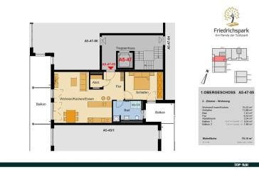 Friedrichspark Haus A5: Großer Wohnbereich, sonniger West-Balkon, Tageslichtbad