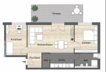 Die ANGENEHME mit Terrasse