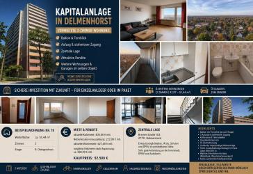 Vermietete 2-Zimmer-Wohnung mit Balkon und Fernblick - attraktive Kapitalanlage in Delmenhorst