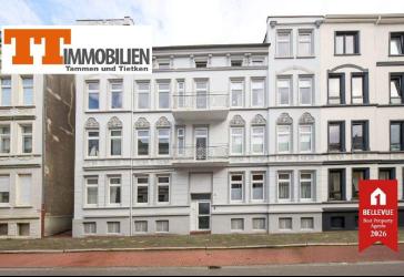 TT biete an: Stilvolle Gründerzeitwohnung in ruhiger und zentraler Lage von Heppens - liebevoll saniert, hell und mit zwei Balkonen!