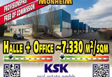 Hallen ~6.349 m²/sqm + Office ~981 m²/sqm mit niedrigem Hebesatz / with low rate of trade tax