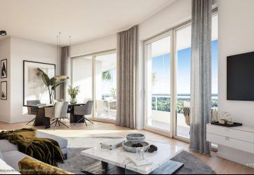 Traumhafter Panoramablick! 4-Zi.-Whg. mit großzügigem Wohnbereich, 2 Bädern und umlaufendem Balkon