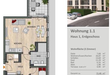 3-Zimmer Erdgeschosswohnung mit Garten- Ihre Eigentumswohnung am Isotec Campus in Bergisch Gladbach
