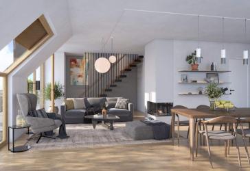 Außergewöhnliches Architekturhighlight: 4 Zimmer Maisonettewohnung mit Gartennutzung