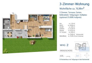 Helle 3-Zimmer-Neubau-Wohnung mit Garten (WHG 2)
