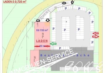 Laden-/Verkaufsfläche im E G mit 720 m² neben Discounter + 95 Parkplätze in 72189 Vöhringen/Württ.(projekt.)