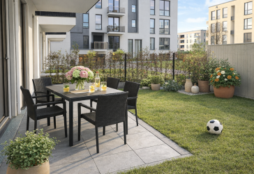 Familienfreundliche 3-Zimmer-Wohnung mit Terrasse und Gartenanteil