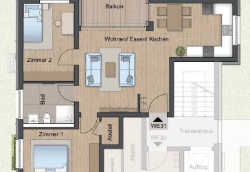 Zweizimmerwohnung, mit Balkon im 1. OG NEU staatliche Förderung QNG- bis € 150.000 Sonderkredit!!!