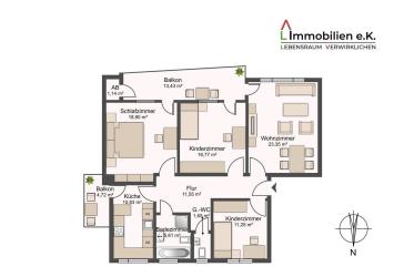Familienfreundliche 4-Zimmer-Wohnung mit moderner Küche und großem Garten