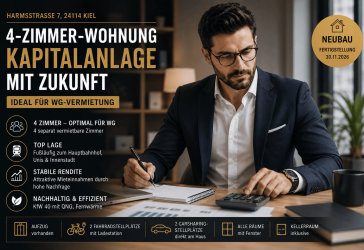 Neubau-Kapitalanlage mit WG-Potenzial - 4 separat vermietbare Zimmer in zentraler Kieler Lage