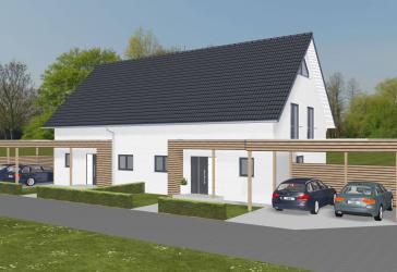 Neubau-Doppelhaushälfte in ökologischer Holzbauweise mit Garten & Carport – familienfreundlich wohnen in Lübbecke-Nettelstedt