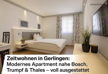 Zeitwohnen in Gerlingen bei Stuttgart - Apartment für 1-3 Personen mit Küche und Bad, nahe Bosch und Trumpf