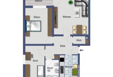Kapitalanlage: vermietete 3 Zimmer Wohnung mit Balkon
