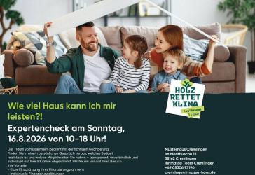 Bauen zum halben Preis, wir zeigen wie es geht!* 20.8.2026 von 14-19 Uhr!