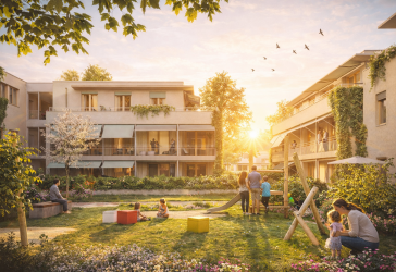 quartier brunner – Wo die Stadt Luft holt. KfW40+QNG. 3-Zimmer-Wohnung mit Süd-Balkon