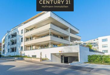 Neubau am Rhein! Elegante barrierefreie 3,5 Zi. EG-Whg. m. Loggia, Lift und TG-Stellplatz u. EBK