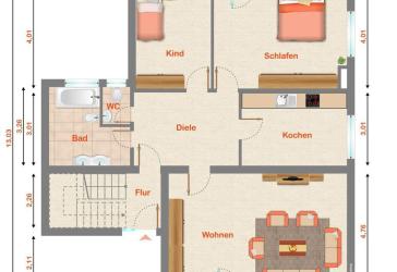 Attraktives Zweifamilienhaus mit Garten, großem Hof und Garagen