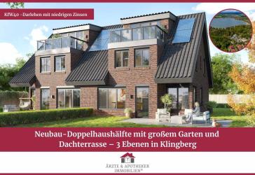 Neubau-Doppelhaushälfte mit großem Garten und Dachterrasse - 3 Ebenen in Klingberg