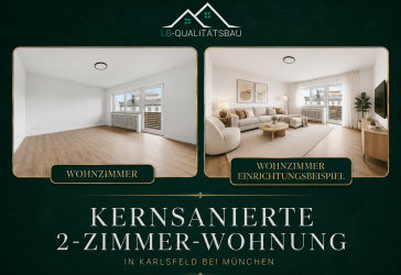 Kernsanierte 2-Zimmer-Wohnung in Karlsfeld - provisionsfrei, Südbalkon & Stellplatz