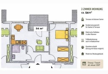 Wohnungstausch in Potsdam: Moderne 2-Zimmer-Wohnung mit Terrasse & Garten gegen günstigere Wohnung?