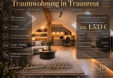 Top renovierte Traumwohnung in Traunreut | 2 Ebenen, 65 m² Extra-Fläche, Garage & hochwertige Küche
