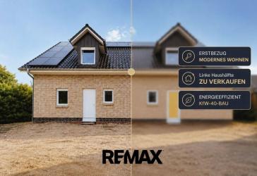 Moderner Neubau Linke Doppelhaushälfte KfW-40 mit PV-Anlage und Wärmepumpe