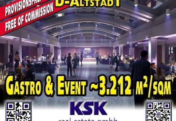 ~3.233 m²/sqm Gastro (~2.170 m²/sqm) & Event location (~1.063 m²/sqm), Düsseldorf-Altstadt, teilbar / divisible