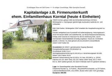 Firmenunterkunft,Kapitalanlage,4 Einheiten,ehem.1FH,234 m²nur 499.000€